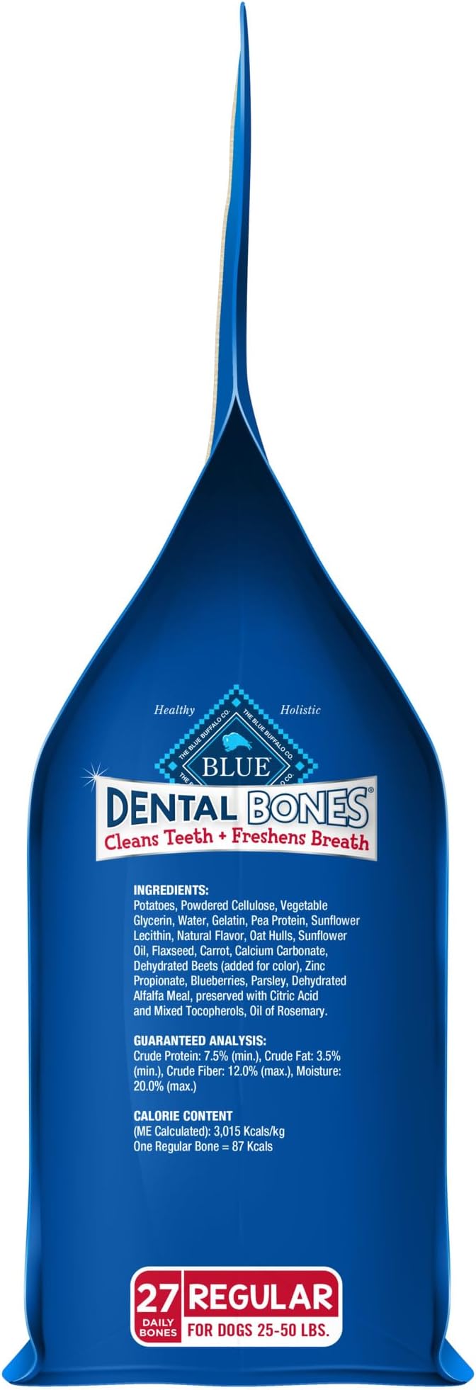 Blue Buffalo Dental Bones Regular Natural Dental Chew Dog Treats Bag Value Pack
