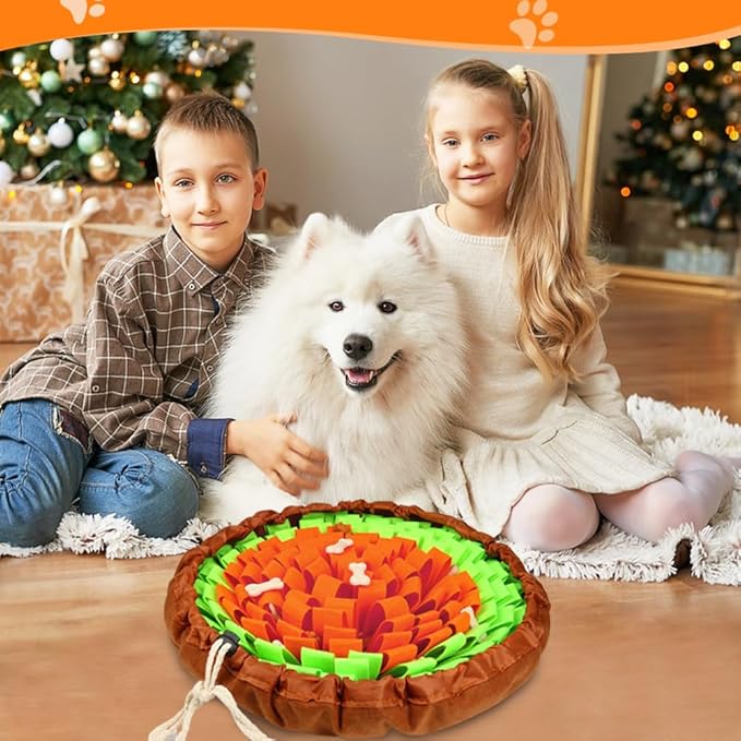 SZEE Snuffle Mat for Dogs, Adjustable Sniffing Mat for Smell Training and Slow Eating, Dog Snuffle Pad for Mental Stimulation and Enrichment, Interactive Toys for Pets (Orange and Green)