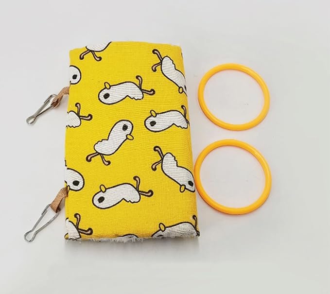 2 Pack Hammock Warm Plush Tunnel Birds Cage Accessories for Small Pet Parrot Hamster (Small, Yellow)