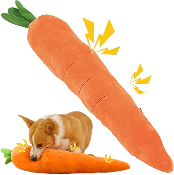 Dog Toys 29.5 Inch Large Squeaky Dog Toys for Boredom Cute Carrot Shape Plush Dog Chew Toys Soft Puppy Toys Interactive Dog Toys Dog Toys