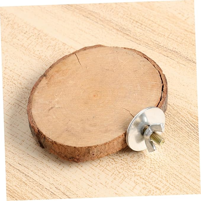 BESTonZON Round Wooden Pet Parrot Stand Platform Natural Wood Branch Perches for Bird Cage for Hamsters Gerbils Animals Easy to Install Jumping Board