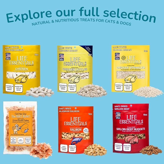 Life Essentials by Cat-Man-Doo | Bonito - 1 oz. (3-Pack) | Bonito Fish Flakes for Cat & Dog Treats | Healthy, Single Ingredient, Treat or Food Topper, High Protein