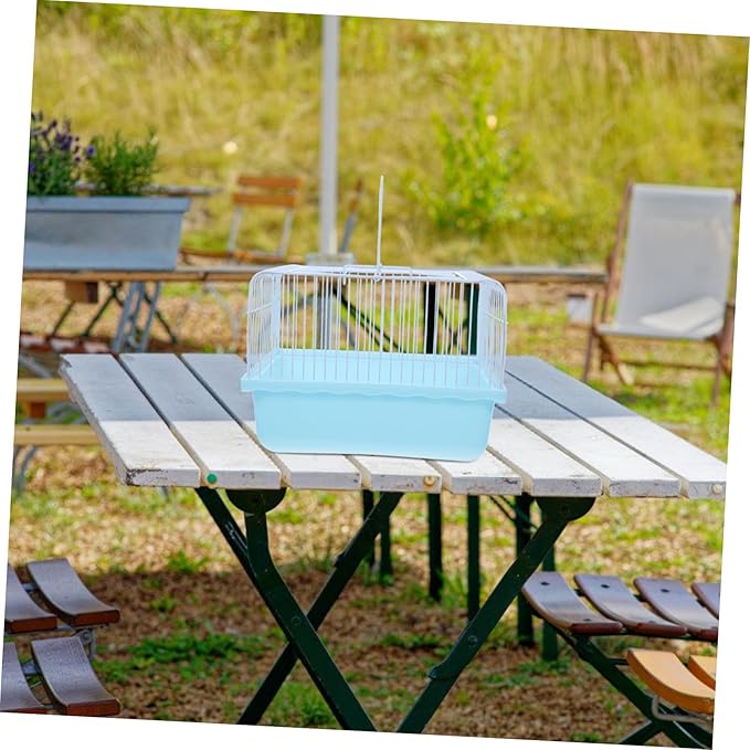 POPETPOP Small Portable Birdcage for Parakeets Lovebirds and Cockatiels Easy to Clean Travel Carrier for Small Animals Versatile Design for Home Travel Use