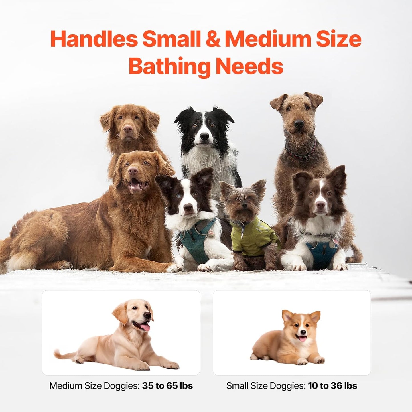 VEVOR Portable Dog Bathtub, Elevated & Foldable Space-Saving Pet Shower Station with Efficient Drainage, Bathing Tub for Washing & Grooming Small and Medium Size Dogs and Cats Indoor & Outdoor, Grey