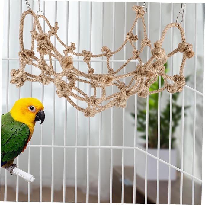Abaodam Parrot Climbing Net Hammock Wear Bird for Pet Birds Hanging Accessory for Cage Sturdy Climbing Net for Parrots and Squirrels for Active Playtime
