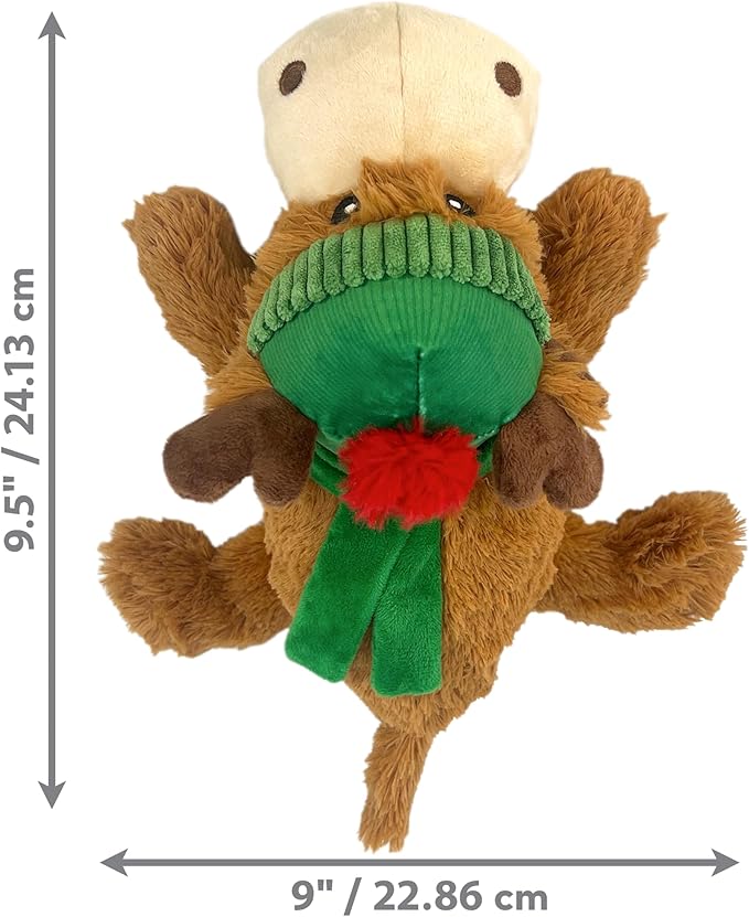 KONG Holiday Christmas Cozie Reindeer Indoor Cuddle Squeaky Plush Seasonal Dog Toy for Medium Dogs
