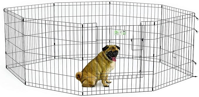 MidWest Homes for Pets Exercise Pen for Pets with Full Max Lock Door, 24-Inch, Black