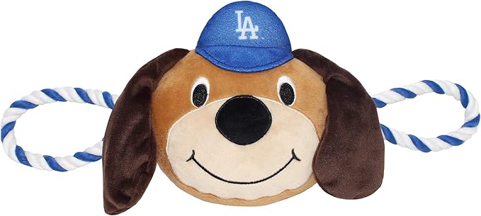 MLB Los Angeles Dodgers Nylon Mascot Dog Toy with Tough Dog Ropes & Inner Squeaker in Bright Team Colors