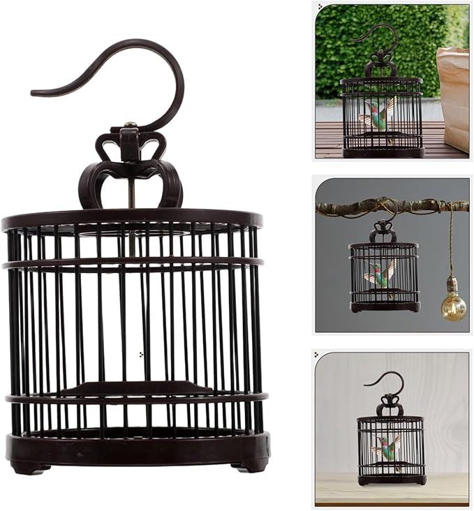 VICASKY Portable Decorative Bird Cage Habitat Box for Small Animals Compact Vintage Transport Cage with Hook for Indoor Outdoor Use for Crickets Grasshoppers Hamsters and Hummingbirds