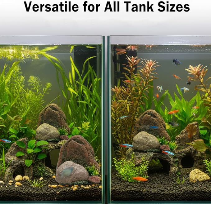 Mipukbay Small Aquarium Decor Rock, Resin Fish Tank Artificial Stone Ornament for Freshwater/Saltwater, Safe Landscape Hideout for Betta Fish, Goldfish and Aquatic Pets
