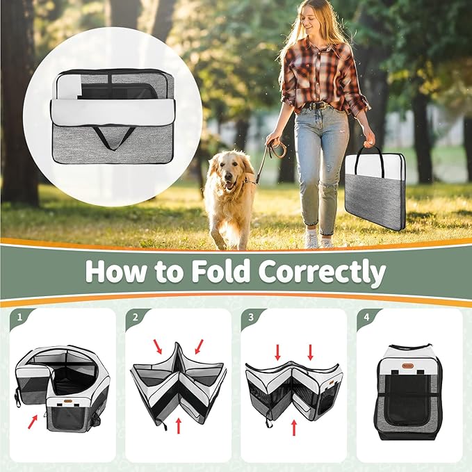 Seiyierr Dog Playpen, Portable Pet Play Pen Foldable Carrying Case, Puppy Pens Outsid for Small Cat Indoor/Outdoor, Removable Mesh Shade Cover
