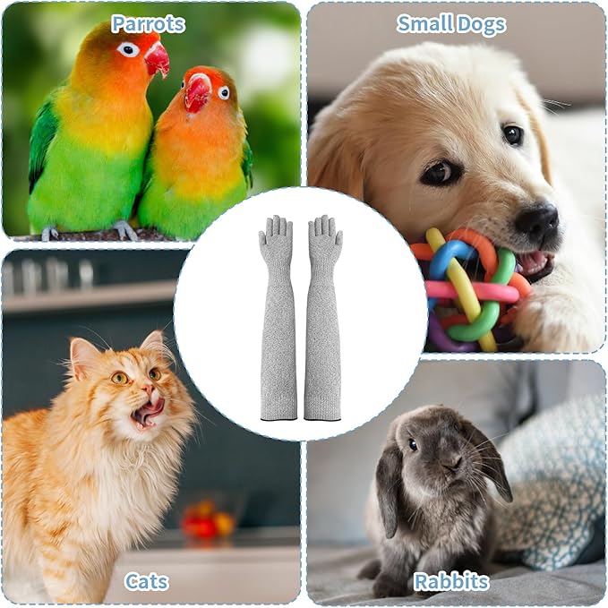 Cat Gloves Bite Proof, Cat Grooming Supplies, 15.74 in Cat Mittens to Prevent Scratching, Extra-Long Durable Bite Resistant Gloves, Bite Proof Gloves for Pet Grooming, Nail Trimming & Arm Protection