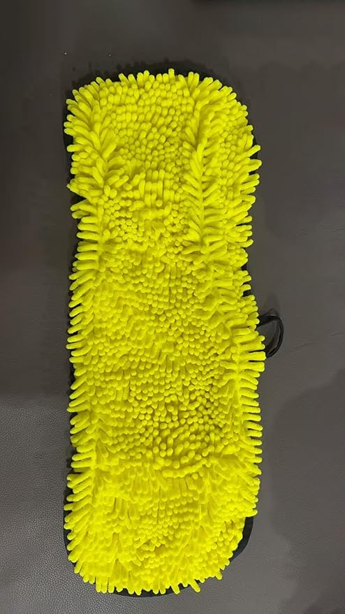 Super Absorbent Dog Drying Towel - 24.4''x10'' Chenille Microfiber Pet Bath Towel with Dual Hand Pockets, Quick Dry Soft Grooming Towel for Small Medium Large Dogs and Cats, Machine Washable (Yellow)