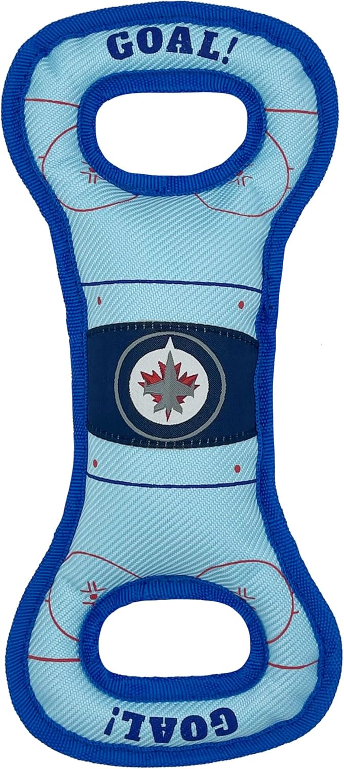 Pets First NHL Winnipeg Jets Hockey Field Dog Tug Fetch Squeak Chew Toy, One Size
