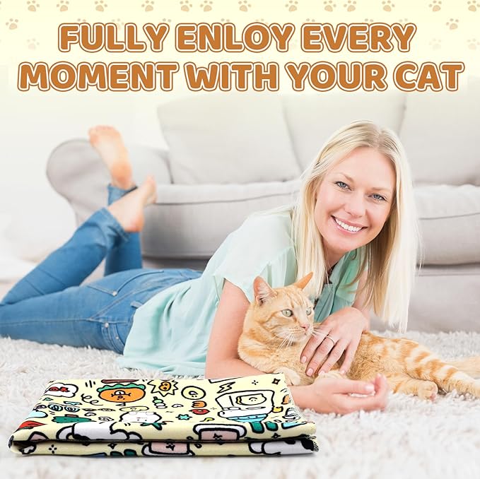 21.7" Cat Grooming Wrap for Cutting Nails, Graffiti Pattern Self-Adherent Fabric Wrap for Cats, Anti-Scratch Anti-Escape Multifunctional Cat Swaddle Tool for Teeth Brushing, Ear Cleaning