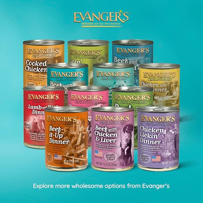 Evanger's Heritage Classic Beef with Chicken Dog Food – 12 Count, 12.5 oz Each – Loaf Style Recipe with Beef & Chicken – Wet Dog Food – Grain & Gluten Free