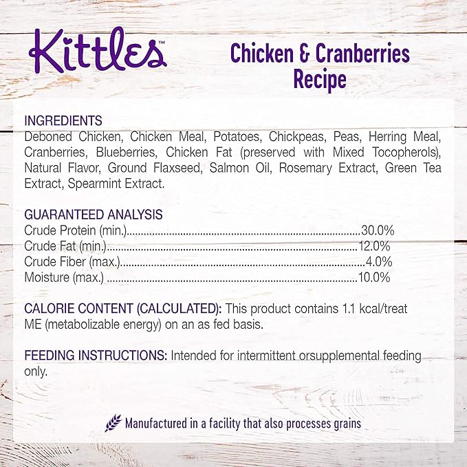 Aurora Pet Variety Pack 9 Wellnes Kittles Tasty Crunchy Cat Treats (3 Chicken, 3 Salmon, 3 Tuna) 2-oz Each with AuroraPet Grooming Wipes