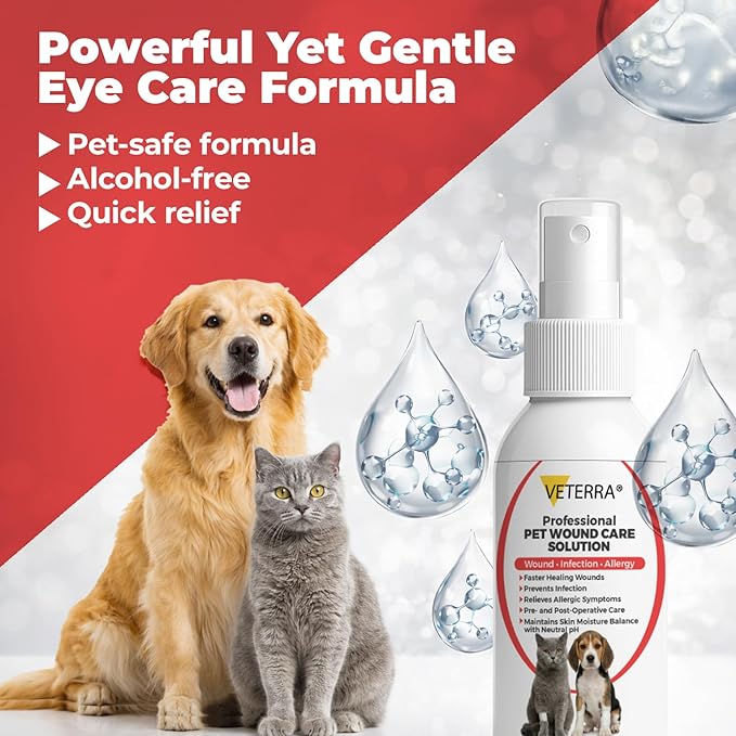 Dog and Cat Wound Care Spray for Dogs & Cats – Vet Recommended Skin Cleansing Spray, Helps Clean Minor Cuts & Scratches, Supports Skin Hygiene, Gentle No-Sting Formula - 3.38 Oz 100 Ml