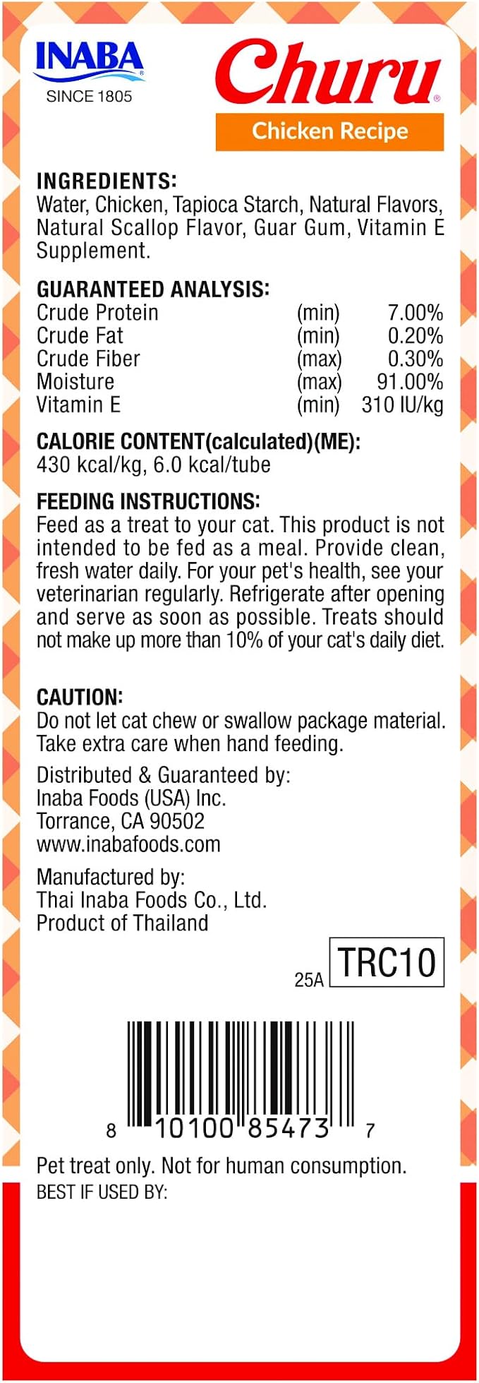 INABA Churu Lickable Purée Natural Cat Treats - Tuna with Chicken Recipe, Case of 128 Tubes (16 Boxes of 8 Tubes Each)