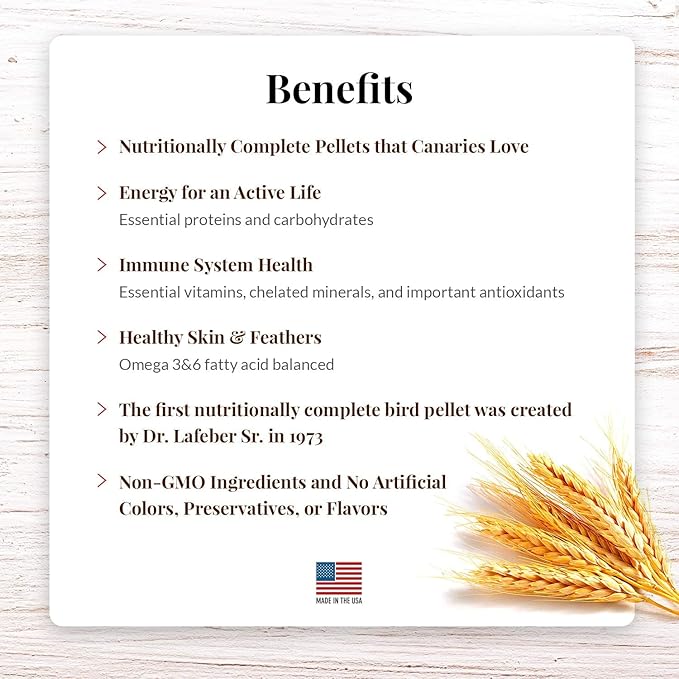 LAFEBER'S Premium Daily Diet Pellets Pet Bird Food, Made with Non-GMO and Human-Grade Ingredients, for Canaries, 1.25 lb