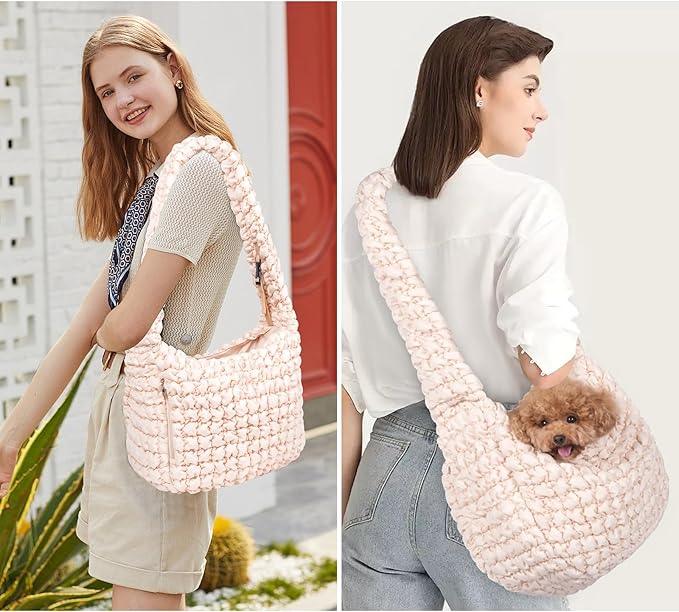 Small Pet Carrier Sling, Hands-Free Carrier for Dogs and Cats with Safety Leash