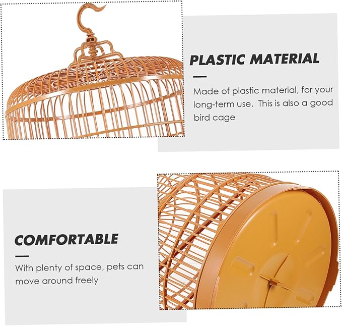LIOOBO Hanging Bird Cage for Small Animals and Birds Durable Plastic Round Door Suitable for Parakeets Conures Hamsters and Small Pets