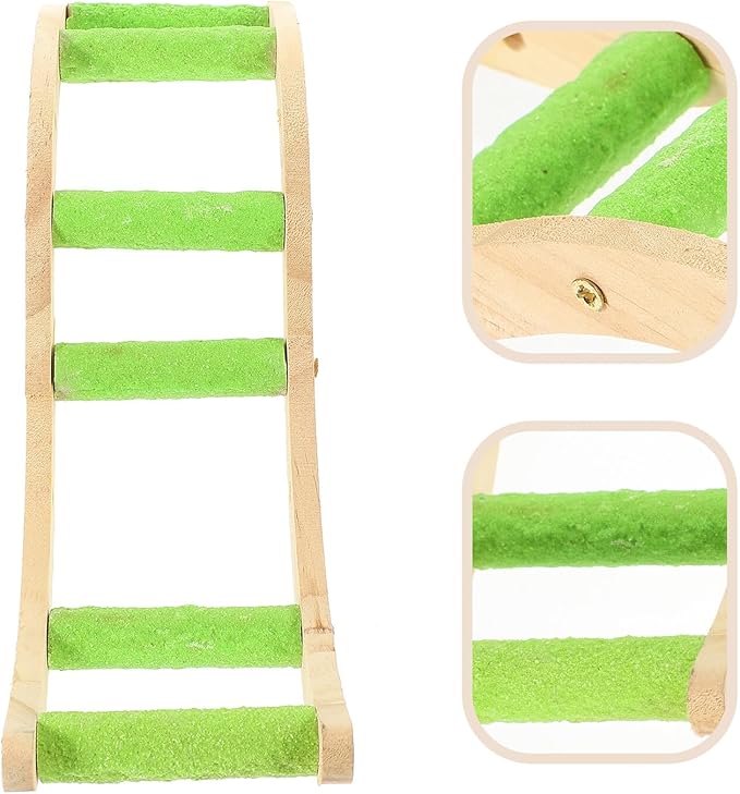 Kichvoe Parrot Cage Ladder Wooden Climbing Bird Claw Grinding Ladder Plaything Budgerigar Wood for Birdcage Activity and Foot Exercise