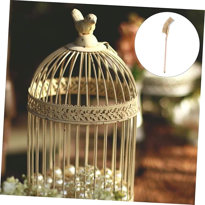 VANZACK 2sets Bird Cage Cleaning Brush Handle Parrot Cage Cleaner Sturdy Bristles Effortless Reach for Cleaning