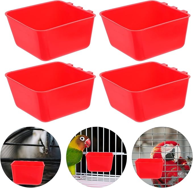 Abaodam 4pcs Thickened Bird Cage Feeding Bowl Versatile Pet Water Cup Crate Food Bowl for Birds Rabbits Poultry