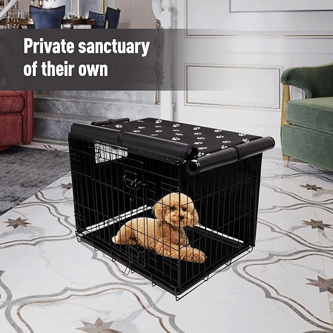 Pet Prime Dog Crate Cover Indoor/Outdoor Durable Windproof 600D Oxford Fabric Pet Kennel Cover Fit for 24 30 36 42 48 Inches Wire Dog Crate for Small and Large Dogs-Cover Only(30 Inch (30"x18"x21"))