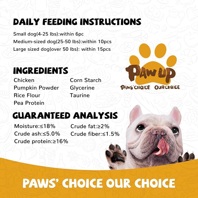 PAWUP Dog Treats Chicken Wrapped Pumpkin Biscuits, Rawhide Free w/Taurine Low Fat Chewy Training Treats,12.5 oz
