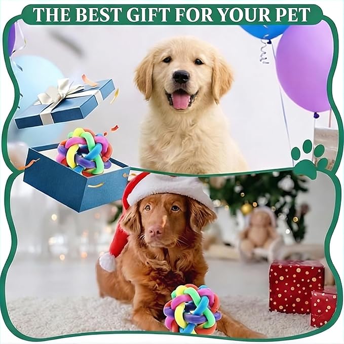 plplaaoo Soft Rubber Dog Chew Toy with Bell – Bouncy Interactive Ball for Puppies Teething & Adult Dogs – Medium Size 6.5cm Pet Training Play Toy for Cats and Dogs