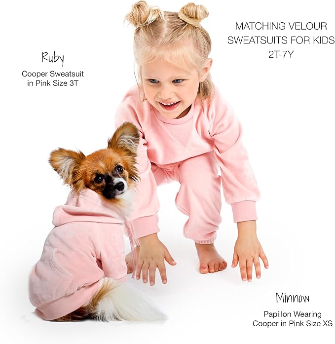 Pet Passion Cooper II Organic Cotton Velour Dog Hoodie Pet Coat for Small, Medium and Large Dogs, Pink, XX-Small (4-7 lbs)