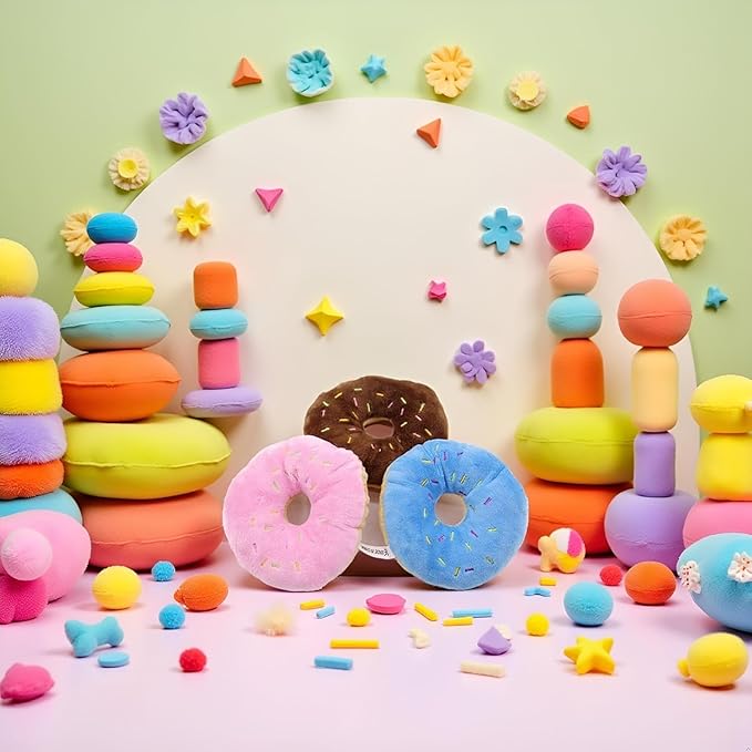 3Pcs Colorful Pet Toy Donut-Shape Squeaky Squeaker Puppy Dog Pet Cat Kitten Sound Chews Toy Random Color Sturdy and Practical Simple and Sophisticated Design