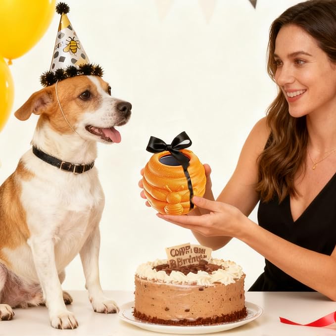 Durable Dog Toys 2 Pack, Fillable Dog Treat Dispenser and Enrichment Peanut Butter Frozen Licking Toys in Honey Pot Shape, Boredom Killing and Mental Stimulation Toys for Large Dogs to Keep Them Busy