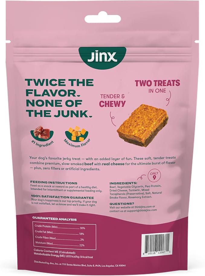 Jinx Beef & Cheese Layers Jerky Dog Treats - Crunchy, All Natural Dog Jerky Treats with Grass-Fed Beef & Cheese - Pet Products for All Dogs (Puppies, Adults & Seniors) - 5oz