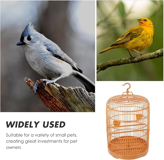 Bird Cage Hanging Plastic Birdcage with Dome Top 30cm Outdoor Small Bird House Suitable for Parrots Cockatiels and Finches Decorative