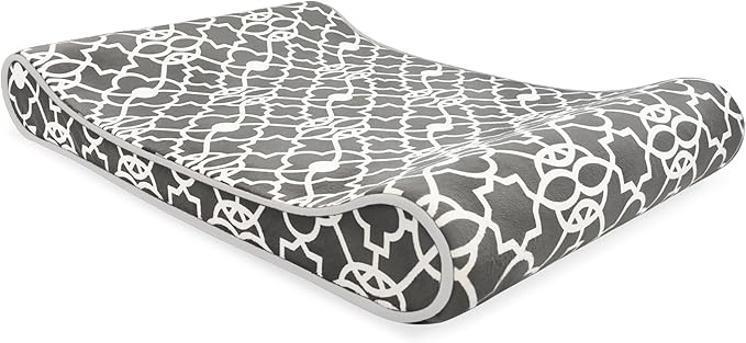 Precious Tails ESU36LCTCHA Memory Foam Orthopedic Bolster Contoured Lounger Pet Bed Mat Lattice Print, Gray