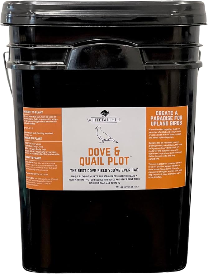 Dove and Quail Food Plot Seed Mix for Dove, Quail, Turkeys, Game Birds, 1/3 Acre or 1.5 Acres, Millet and Sorghum, Deer Browse Resistant, Drought Tolerant (1.5 Acres (22.5 lbs))