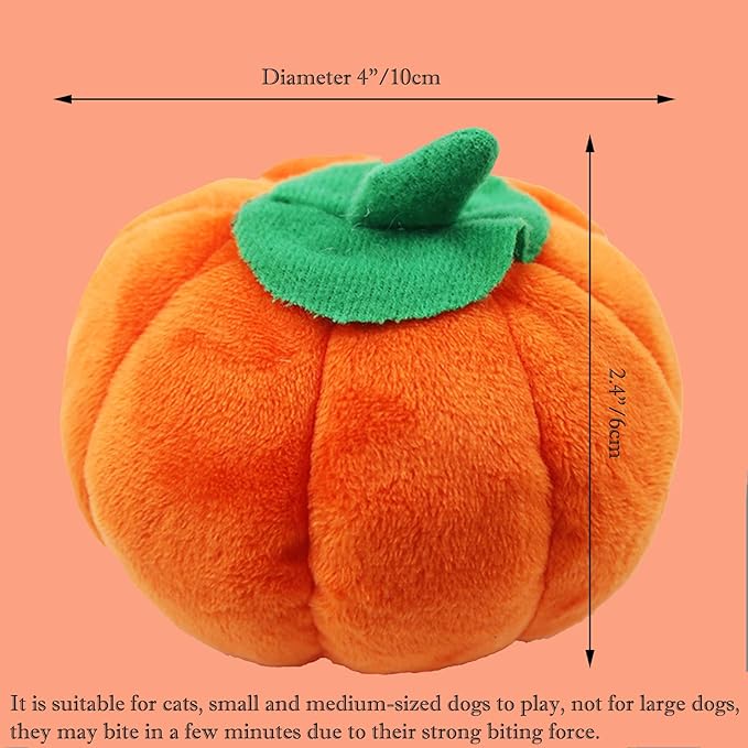 BAMY 4 Pcs Pumpkin Dog Chew Toys Pet Squeaky Toy Halloween Plush Cat Playing Toys Teeth Grinding Pet Training Toy for Dog Cat Relief Decompression (Pumpkin)