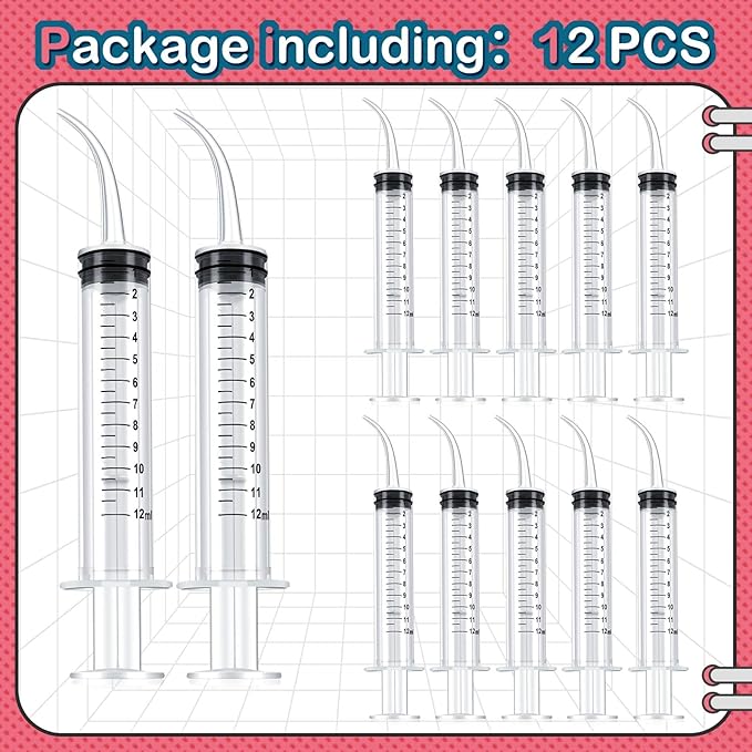 12 Pieces Baby Bird Feeding Syringe 12 ml Pet Liquid Syringes Kitten Feeder for Small Dogs Cats Puppy Kitten and Other Small Animal Breeding Supplies