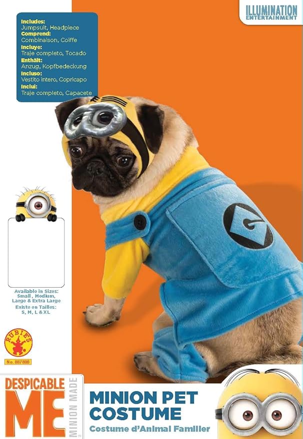 Rubie's Mens - Rubie s Despicable Me Minion Pet Costume, Blue,Yellow, L Neck 18 Girth 23 Back 22 US (Pack of 2)