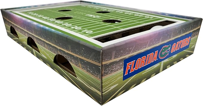 Pets First NCAA Florida Gators Cat Scratcher Box, Game Day Cat Toy, NCAA Football Field Designed Cat Scratcher and Lounge, Stimulating Cat Game