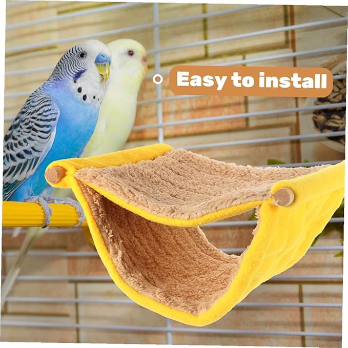 Small Animal Hammock Dual Layer Hanging Plush Nest Pet Bed for Hamsters Squirrels Birds Cage Accessories Yellow Cozy Sleeping Hut