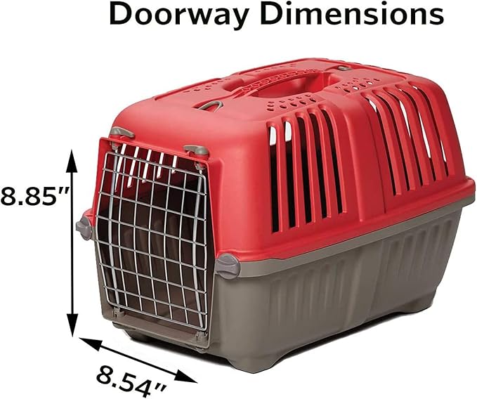 MidWest Homes for Pets Spree Travel Carrier - Hard-Sided Dog & Cat Carrier, Small Pet Travel Crate with Handle, Ventilated Design, Easy Assembly, 22-Inch, Red