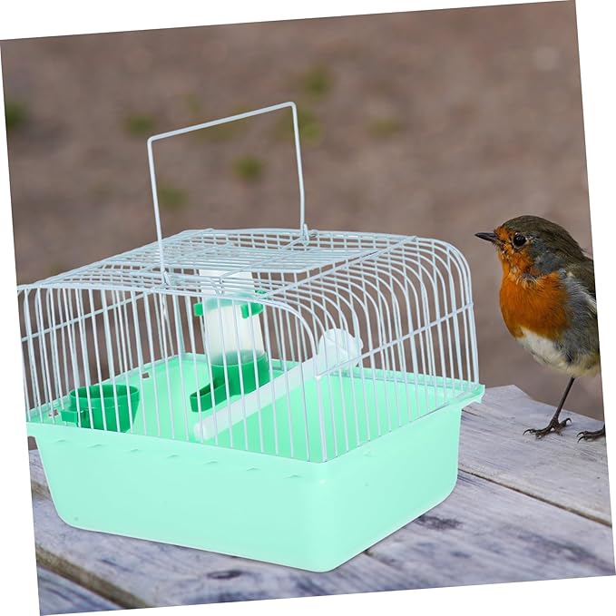 Healifty Portable Bird Cage with Perch Food Box Water Bottle Spacious Metal Travel Carrier for Small Birds Parrots Lovebirds and Multiple Small Animals Comfortable Movement Random Color