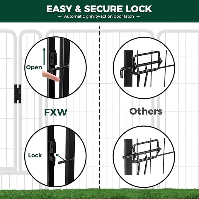 FXW Rollick Unleashed Dog Playpen for Indoor, Yard, RV Camping, 45 inch 16 Panels Dog Pen with Playpen Storage Bag (2 Packs) for Large Dogs, Black│Patented
