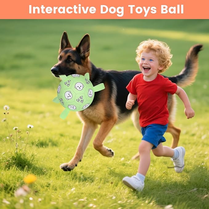 Dog Soccer Ball with Straps - Durable Jolly Ball for Dogs, Large Soccer Ball for Dogs, Dog Toys for Medium Dogs, for Pet Birthday, Outdoor Indoor Play Training Exercise