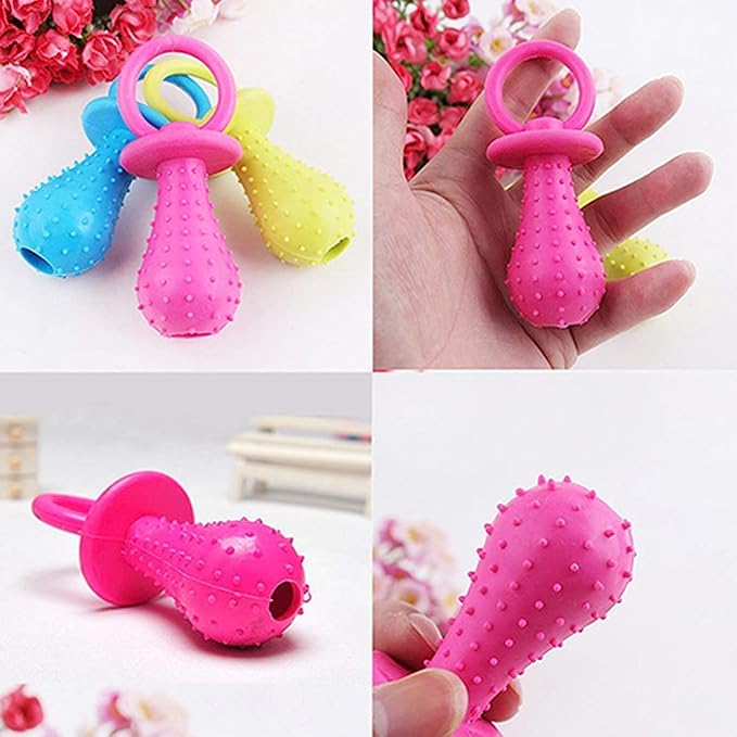 Jinshining Blue Dserw Dog Pacifier Chew Toy, Mini Bite Resistant Bell - Shape Rubber Pacifier Pet Molar Chew Training Toy, Bell Chewing Playing Training Toy for Puppy/Dog/Cat