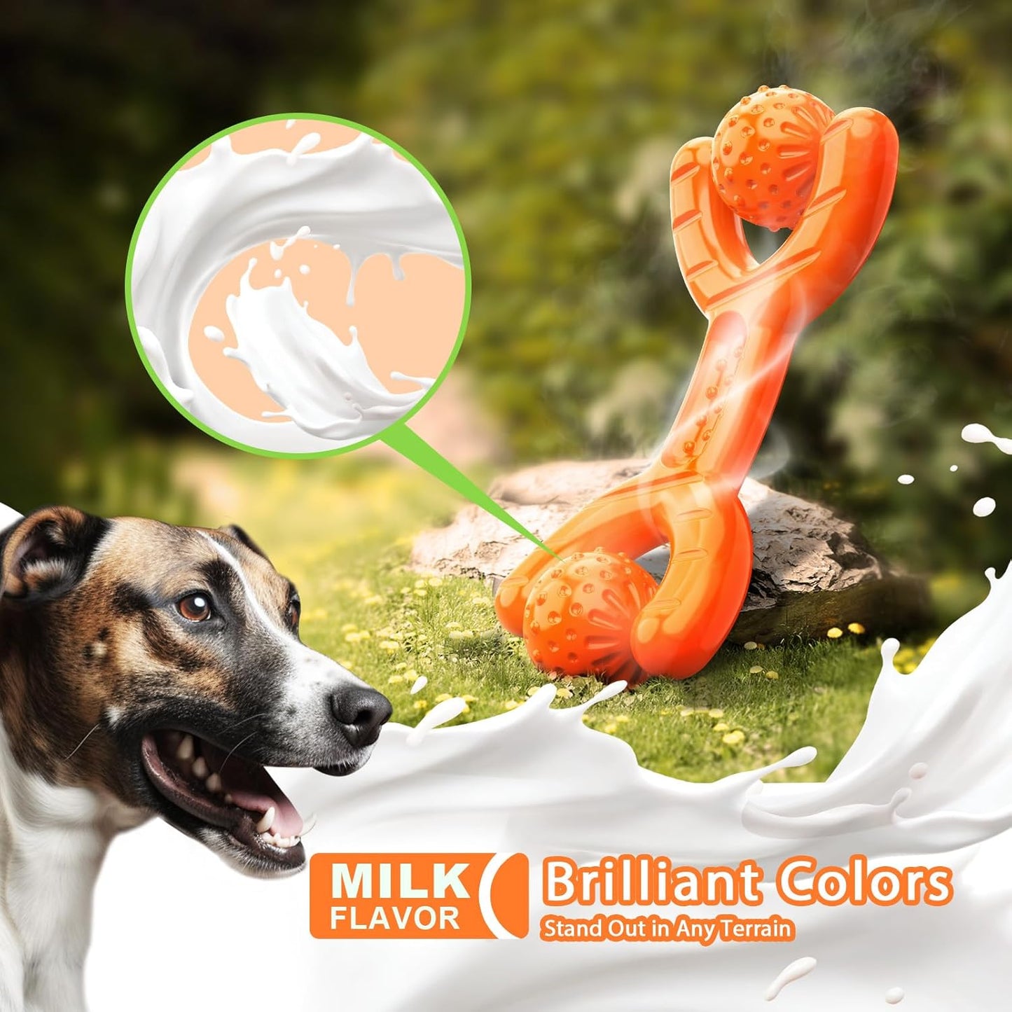 Indestructible Dog Toys for Aggressive Chewers - Heavy Duty Chew Proof Durable Toy for Large Breed Dogs, Interactive Tough Nylon Bone for Boredom Relief & Mental Stimulation,Orange